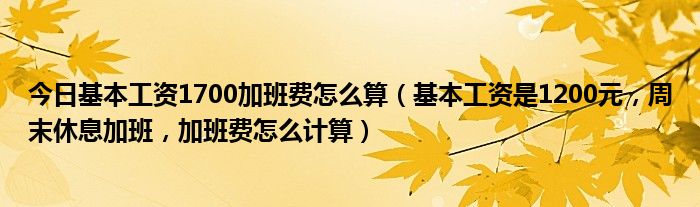 今日基本工资1700加班费怎么算（基本工资是1200元，周末休息加班，加班费怎么计算）