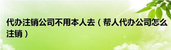 代办注销公司不用本人去（帮人代办公司怎么注销）