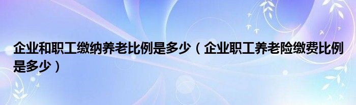 企业和职工缴纳养老比例是多少（企业职工养老险缴费比例是多少）