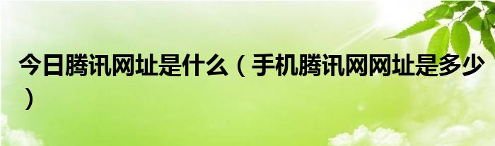 今日腾讯网址是什么（手机腾讯网网址是多少）