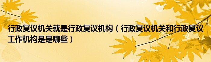 行政复议机关就是行政复议机构（行政复议机关和行政复议工作机构是是哪些）