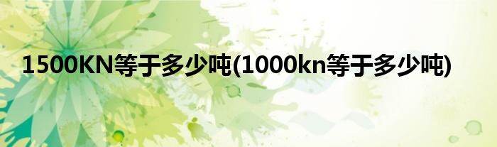 1500KN等于多少吨(1000kn等于多少吨)