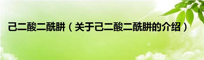 己二酸二酰肼（关于己二酸二酰肼的介绍）