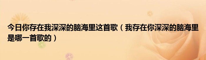 今日你存在我深深的脑海里这首歌（我存在你深深的脑海里是哪一首歌的）