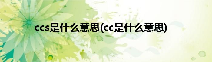 ccs是什么意思(cc是什么意思)