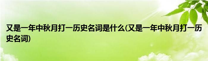 又是一年中秋月打一历史名词是什么(又是一年中秋月打一历史名词)