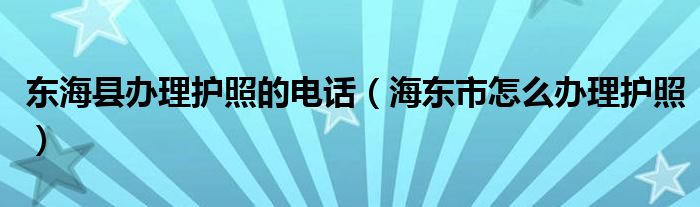 东海县办理护照的电话（海东市怎么办理护照）