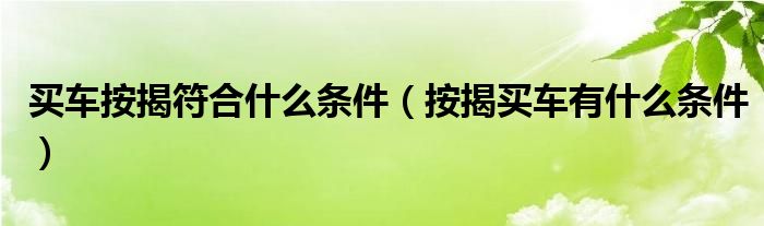 买车按揭符合什么条件（按揭买车有什么条件）