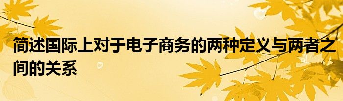 简述国际上对于电子商务的两种定义与两者之间的关系