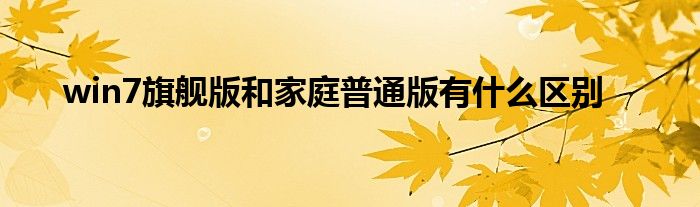 win7旗舰版和家庭普通版有什么区别