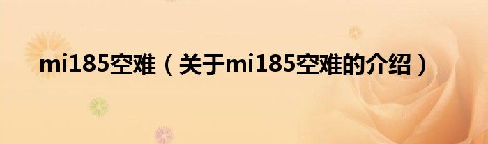 mi185空难（关于mi185空难的介绍）