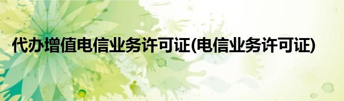 代办增值电信业务许可证(电信业务许可证)