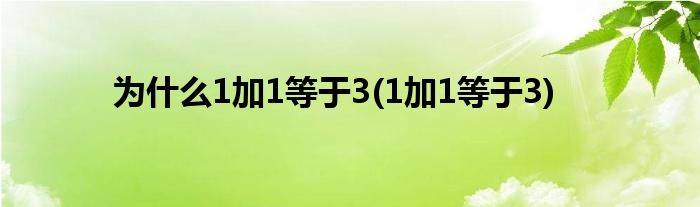 为什么1加1等于3(1加1等于3)