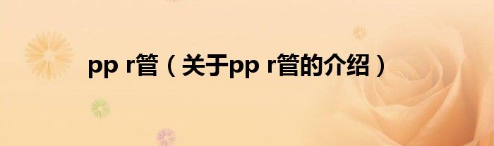 pp r管（关于pp r管的介绍）