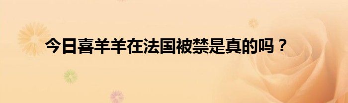 今日喜羊羊在法国被禁是真的吗？