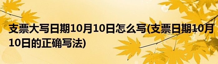 支票大写日期10月10日怎么写(支票日期10月10日的正确写法)