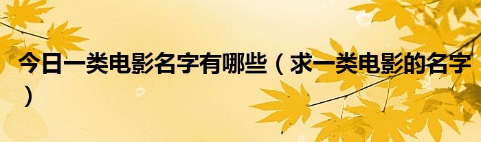 今日一类电影名字有哪些（求一类电影的名字）