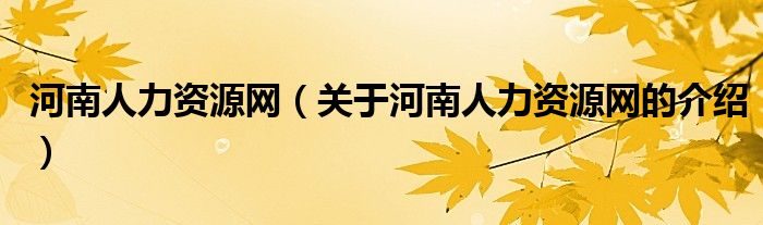 河南人力资源网（关于河南人力资源网的介绍）