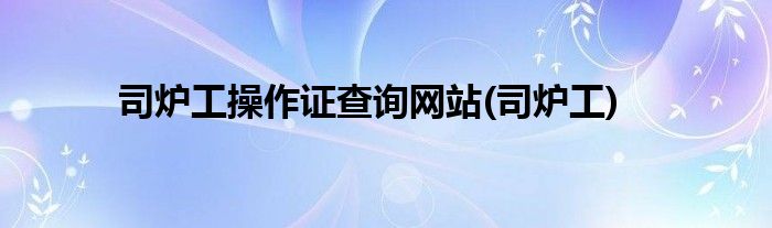 司炉工操作证查询网站(司炉工)