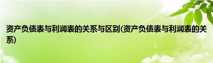 资产负债表与利润表的关系与区别(资产负债表与利润表的关系)