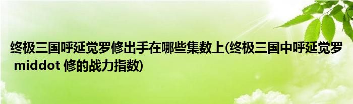 终极三国呼延觉罗修出手在哪些集数上(终极三国中呼延觉罗 middot 修的战力指数)