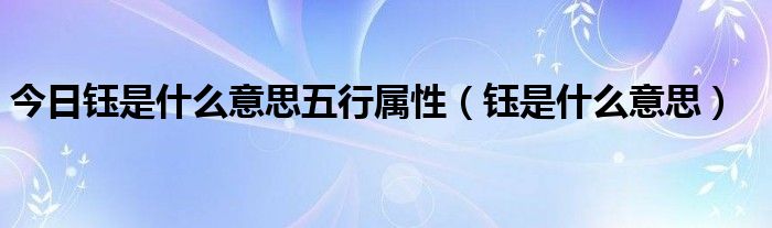 今日钰是什么意思五行属性（钰是什么意思）