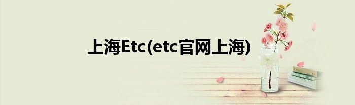 上海Etc(etc官网上海)