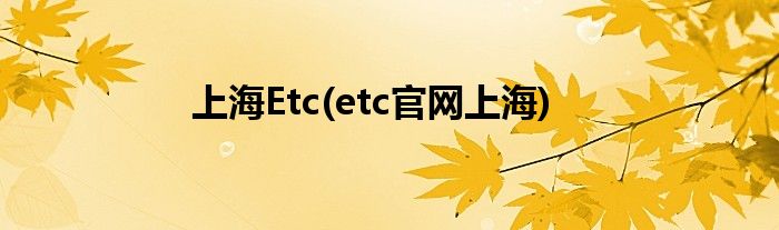 上海Etc(etc官网上海)