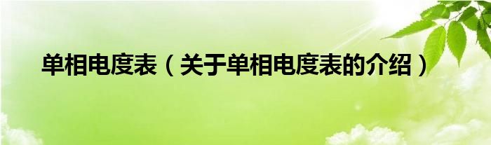 单相电度表（关于单相电度表的介绍）