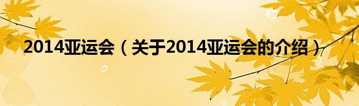 2014亚运会（关于2014亚运会的介绍）