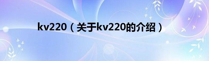 kv220（关于kv220的介绍）