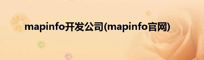 mapinfo开发公司(mapinfo官网)