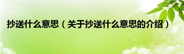 抄送什么意思（关于抄送什么意思的介绍）