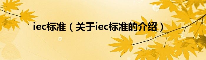 iec标准（关于iec标准的介绍）