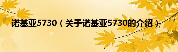 诺基亚5730（关于诺基亚5730的介绍）