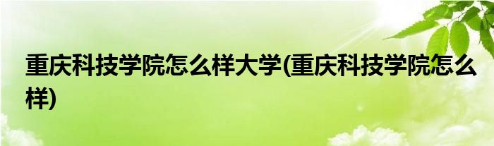 重庆科技学院怎么样大学(重庆科技学院怎么样)