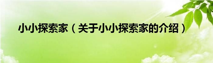 小小探索家（关于小小探索家的介绍）