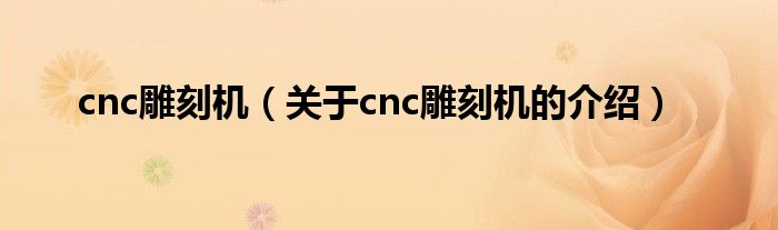 cnc雕刻机（关于cnc雕刻机的介绍）