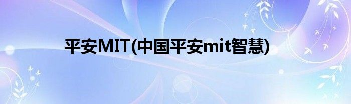 平安MIT(中国平安mit智慧)