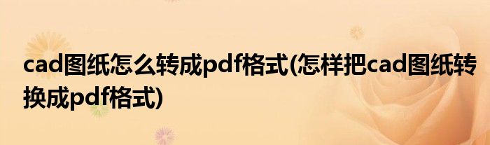 cad图纸怎么转成pdf格式(怎样把cad图纸转换成pdf格式)