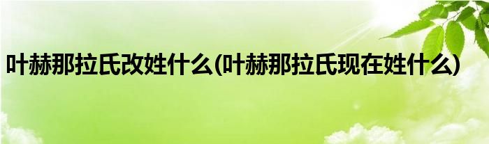 叶赫那拉氏改姓什么(叶赫那拉氏现在姓什么)