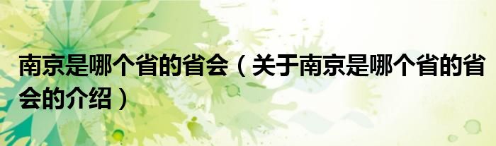 南京是哪个省的省会（关于南京是哪个省的省会的介绍）