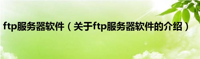 ftp服务器软件（关于ftp服务器软件的介绍）