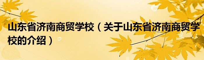 山东省济南商贸学校（关于山东省济南商贸学校的介绍）