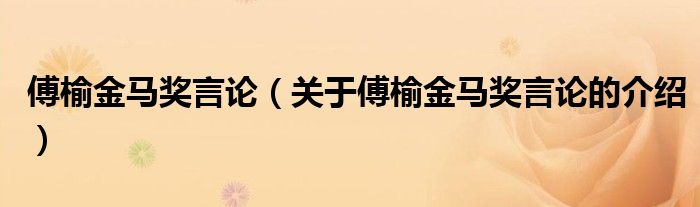 傅榆金马奖言论（关于傅榆金马奖言论的介绍）