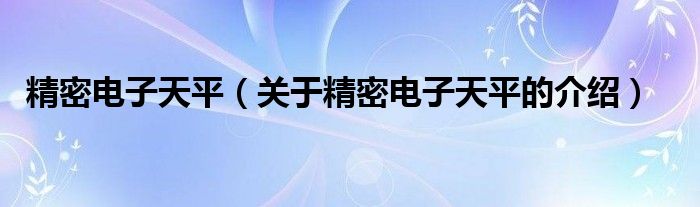 精密电子天平（关于精密电子天平的介绍）