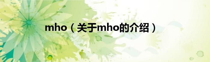 mho（关于mho的介绍）