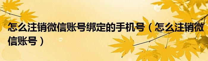 怎么注销微信账号绑定的手机号（怎么注销微信账号）