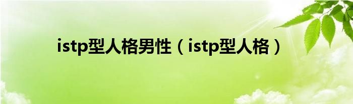 istp型人格男性（istp型人格）