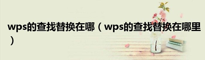 wps的查找替换在哪（wps的查找替换在哪里）